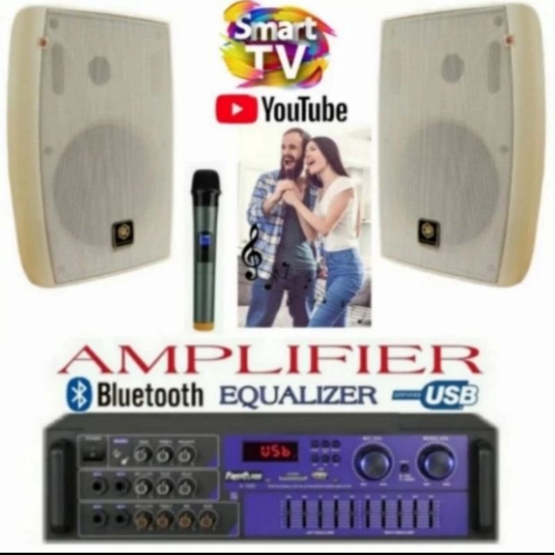 Jual Karaoke set Speaker Monitor 5 inch 3R Ampli friscrast bluetooth
