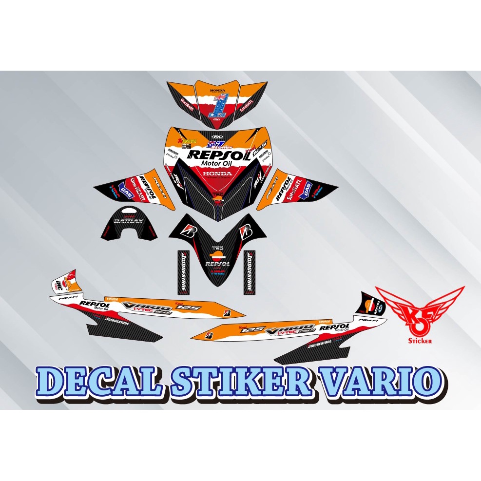 Jual STIKER MOTOR DECAL STIKER / STICKER HONDA VARIO KARBU 110 REPSOL ...