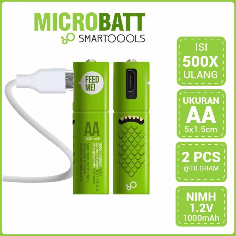 Jual Isi 2buah. Smartoools Baterry AA, AAA USB rechargeable. Baterai ...