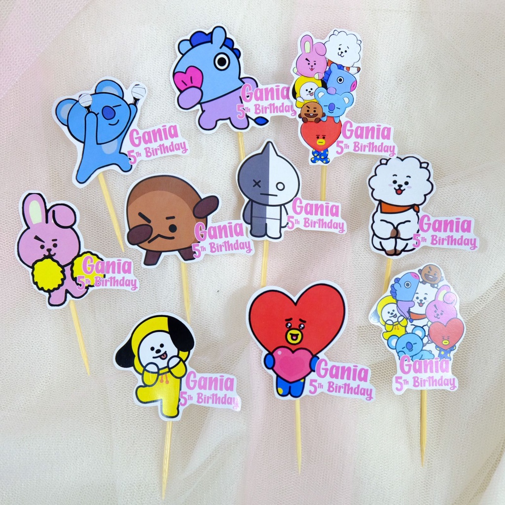 Jual BT21 Kpop Topper Cupcake Birthday / Hiasan Kue Ulang Tahun ...
