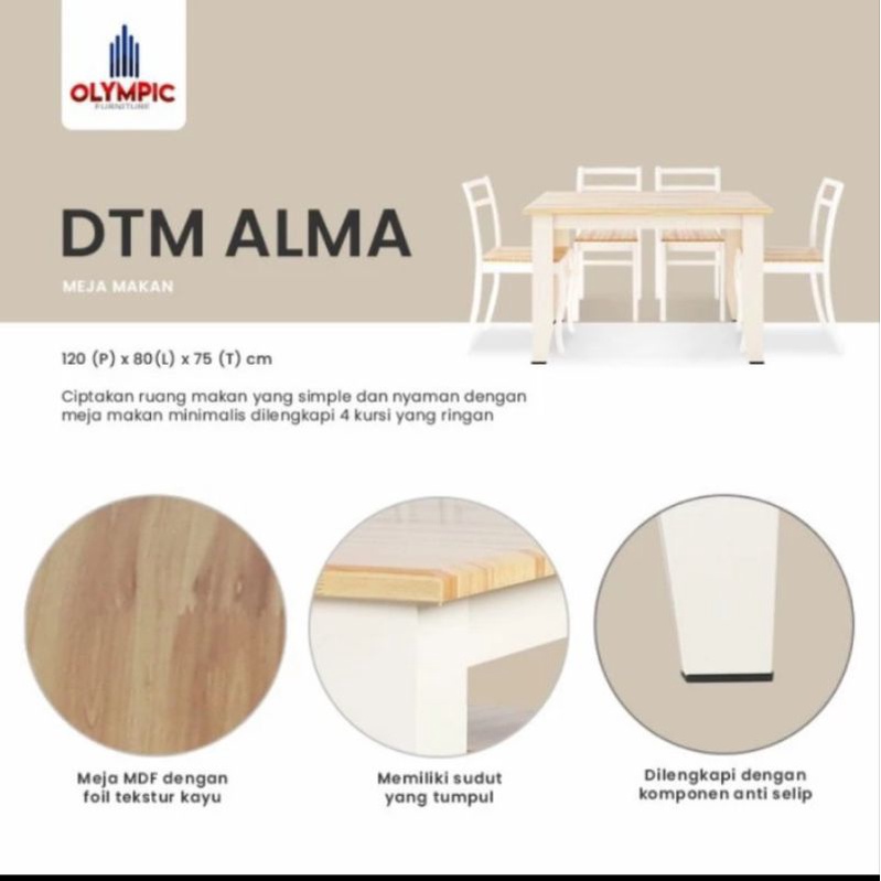 Jual (KHUSUS SURABAYA) MEJA MAKAN OLYMPIC DTM ALMA 4 KURSI | Shopee ...