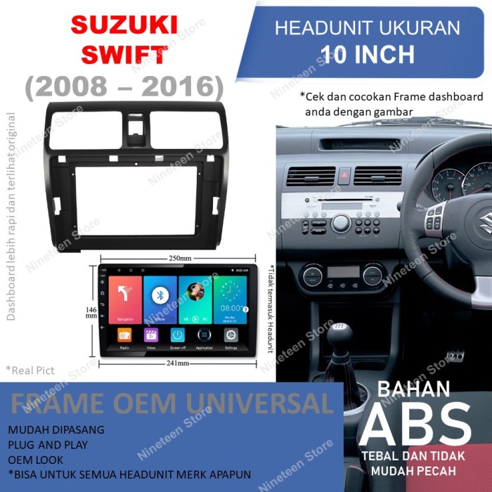 Jual Frame Headunit Android 10 inch Untuk Suzuki Swift Lama Fit No Gap ...