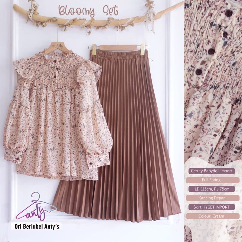 Jual GS / BLOOMY SET / SETELAN ROK PLISKET+ TUNIK / SETELAN WANITA ...