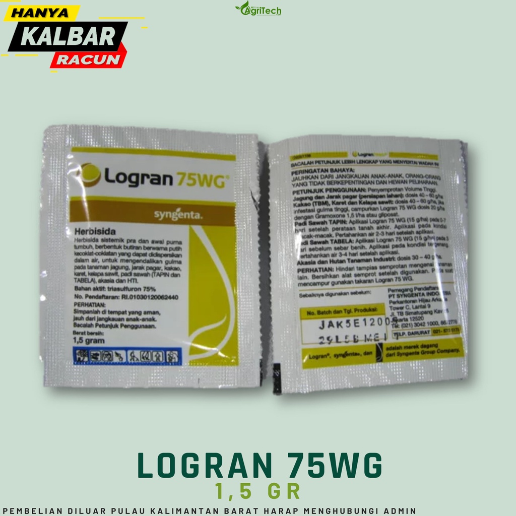 Jual LOGRAN 75WP 1,5GRAM HERBISIDA SISTEMIK PRA AWAL PADA TUMBUH PADI ...