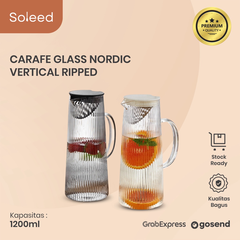 Jual Soleed Gelas Pitcher 1200 Ml Teko Kaca Carafe Glass Nordic Vertical Ripped Shopee Indonesia 0574