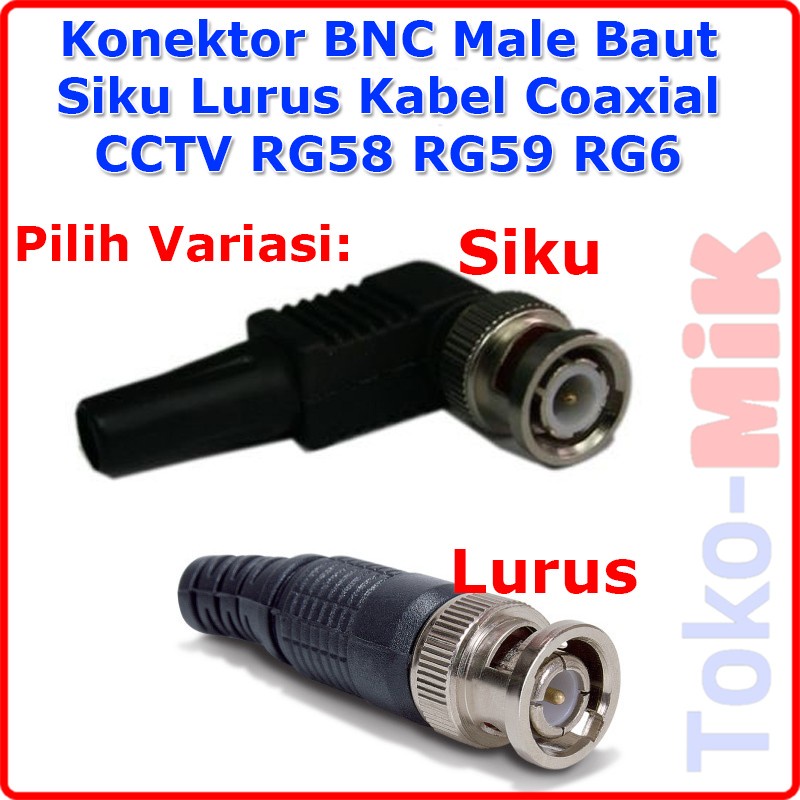 Jual Konektor Bnc Male Baut Siku Lurus Karet Hitam Jack Rg Rg Rg