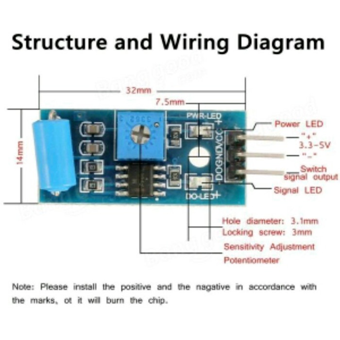 Jual modul sensor getar alarm motor mobil sw420 module vibration gempa ...