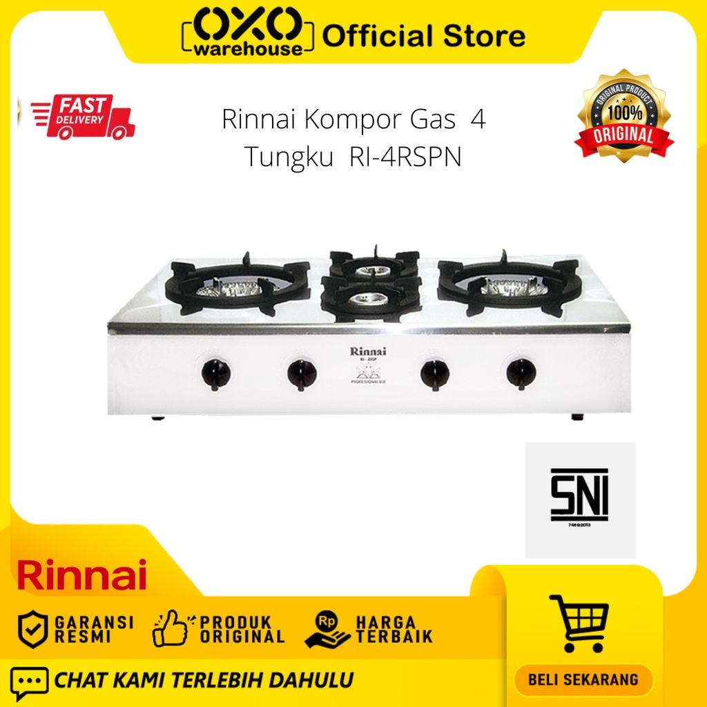 Jual Rinnai Kompor Gas RI-4RSPN 4 Tungku Garansi Resmi | Shopee Indonesia