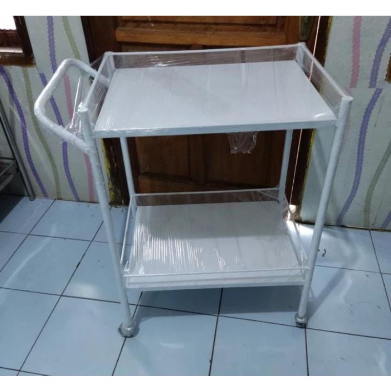 Jual Meja Trolley Instrument 2 Susun - Troli Instrument 2 Rak Besi ...