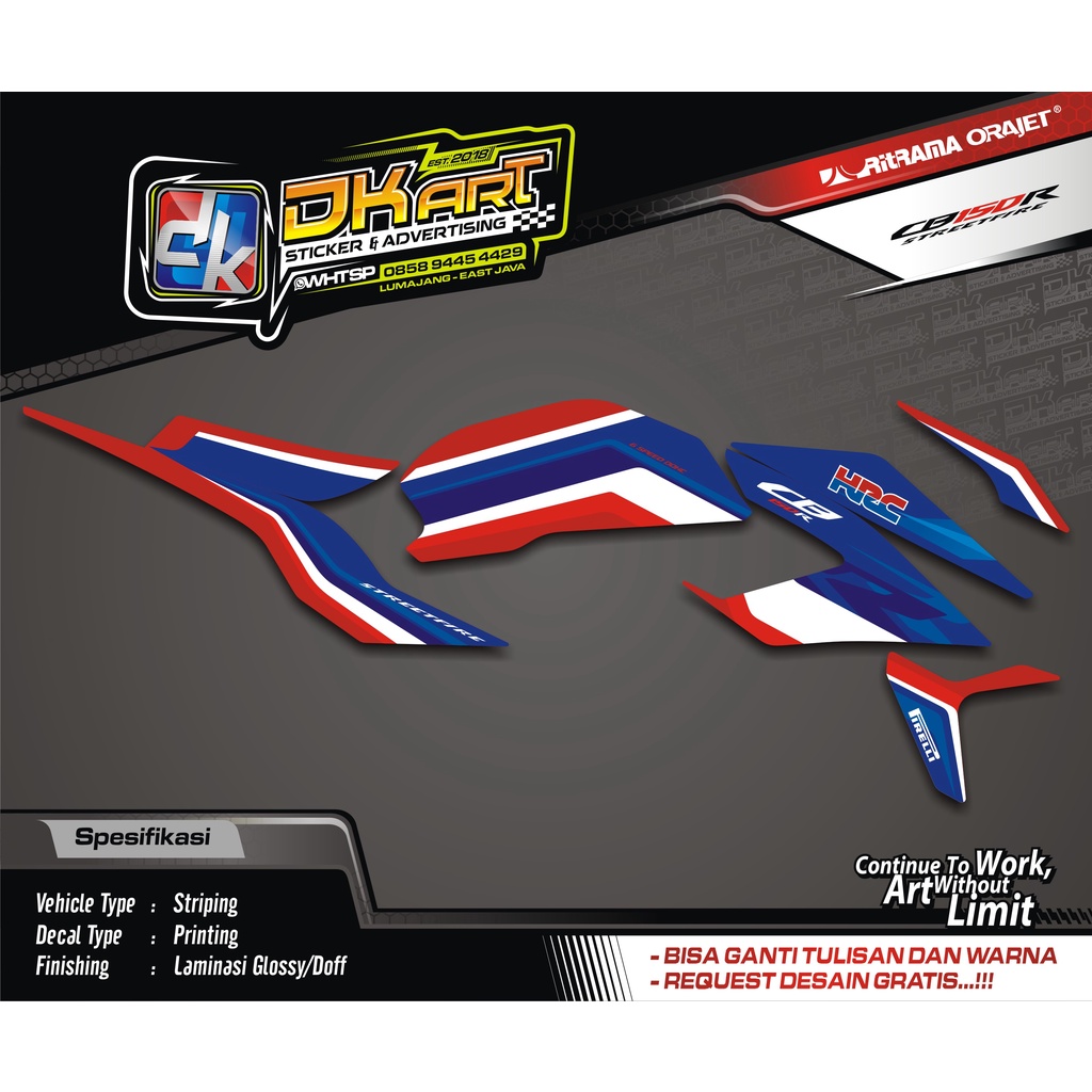 Jual Sticker Striping Honda CB150R 2015-2017 V2 Streetfire Livery HRC ...
