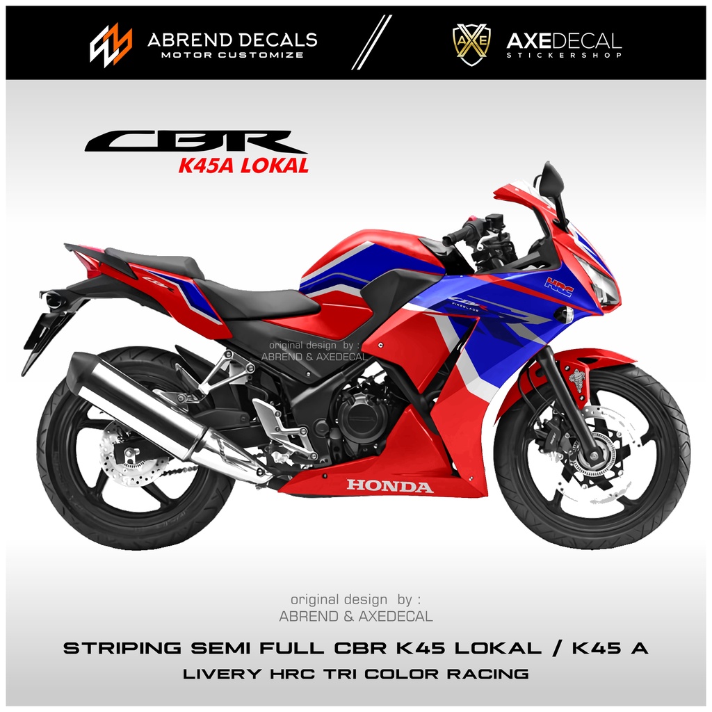 Jual Striping Cbr K A Lokal Livery Hrc Tri Color Racing Stiker Motor Honda Cbr K Desain