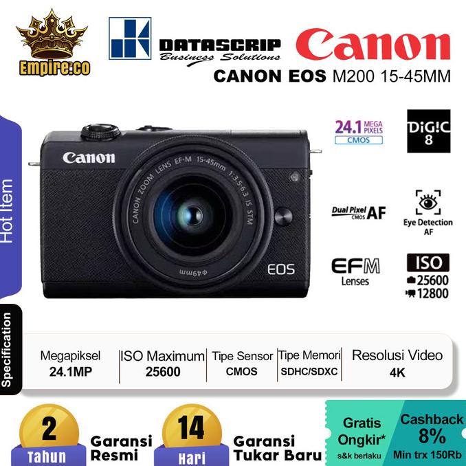 Jual Canon EOS M200 Mirrorless Digital Camera Kit 1545mm Shopee