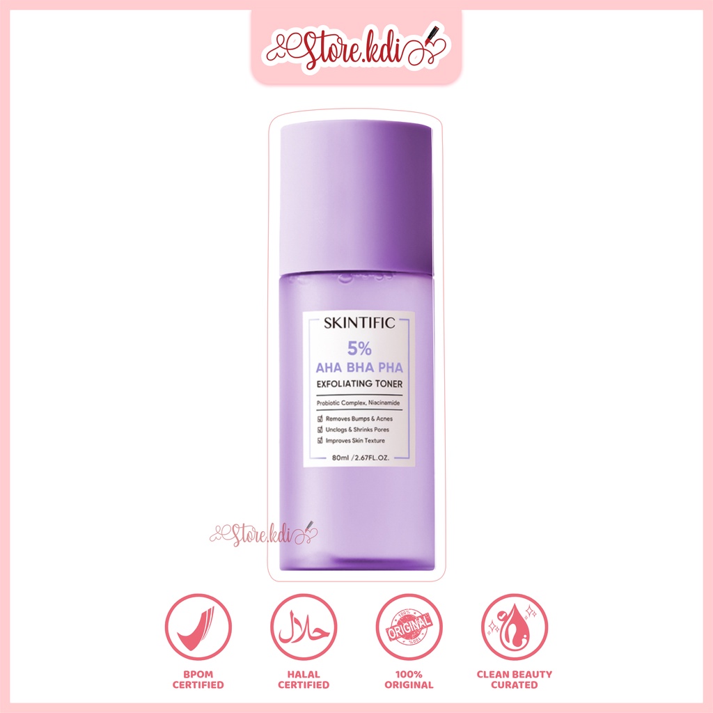 Jual SKINTIFIC 5% AHA BHA PHA Exfoliating Toner 80ml | Shopee Indonesia