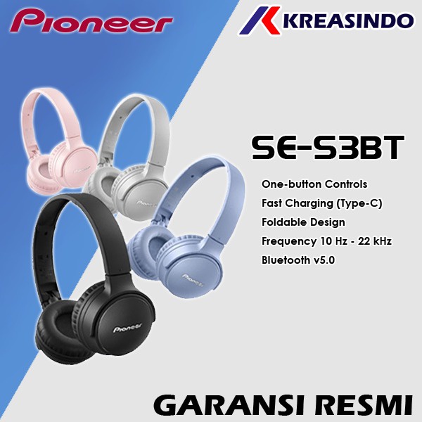 Jual Pioneer SE-S3BT / SE S3BT Bluetooth Wireless Headphone