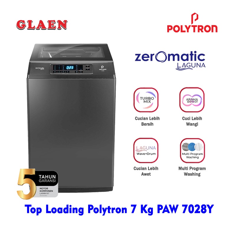 Jual Top Loading Polytron 7 Kg Paw 7028y Mesin Cuci 1 Tabung Polytron