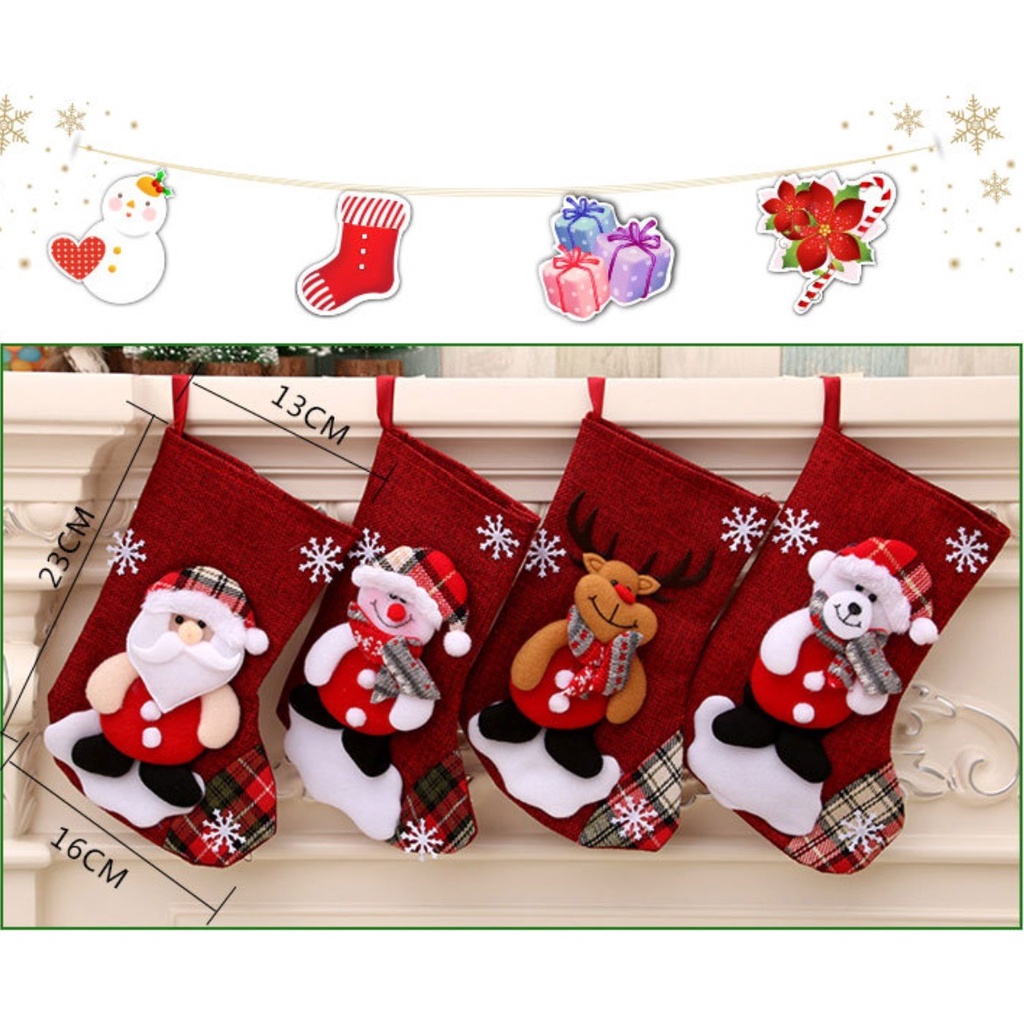 Jual Stocking Kaos Kaki Natal 23Cm Christmas Socks Xmas Sock Hiasan