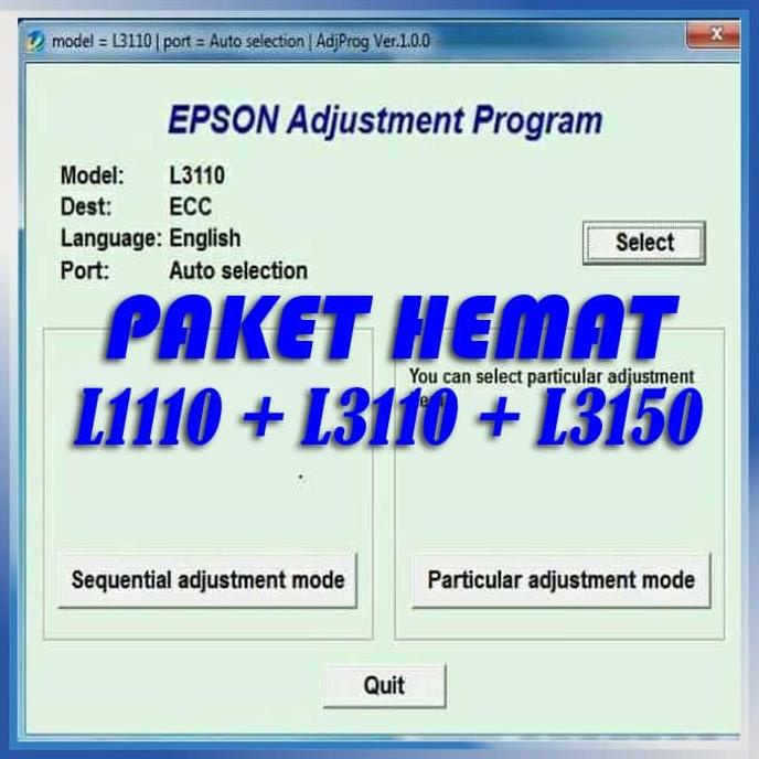 Jual Paket Hemat Resetter Reseter Reset Epson L1110 L3110 L3150 Shopee Indonesia 3722