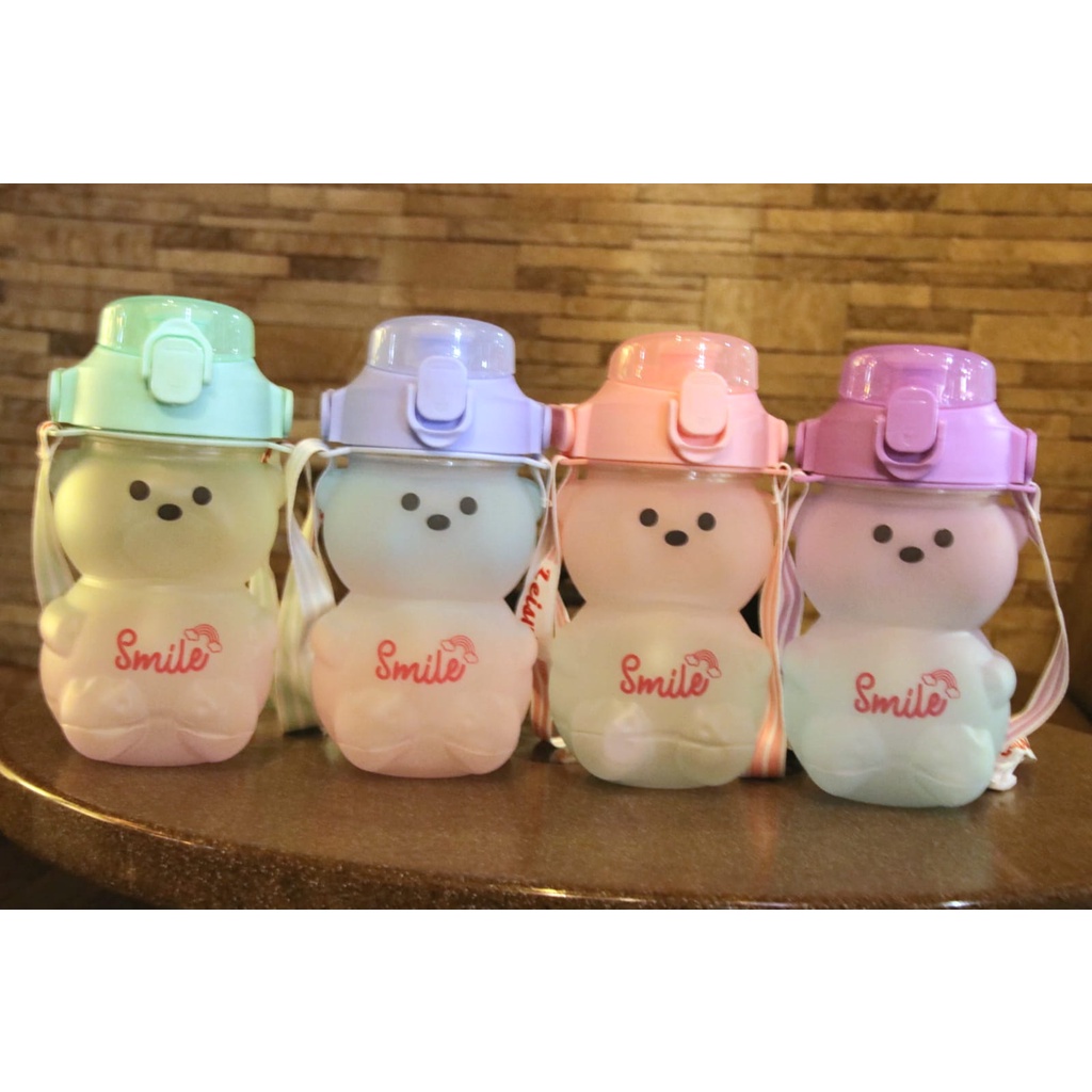 Jual botol/botol bear smile gradasi free sticker/botol gemoy bear/botol ...