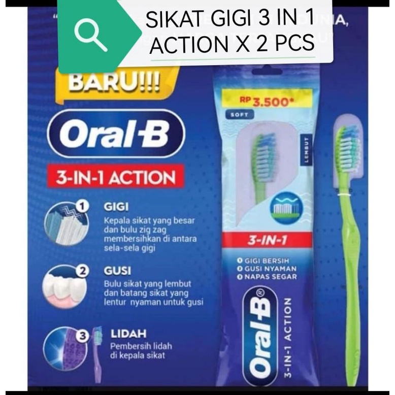 Jual Oral-B Sikat Gigi 3-IN-1 ACTION (2pcs) | Shopee Indonesia