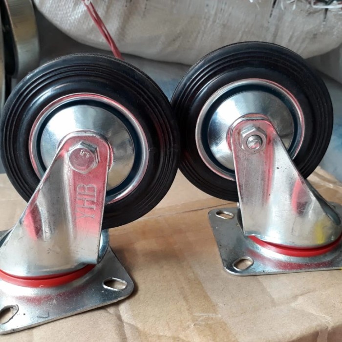 Jual Roda Roda Karet 3 Inch Hidup ( Putar ) Tampa Rem/Roda Troli/Roda ...