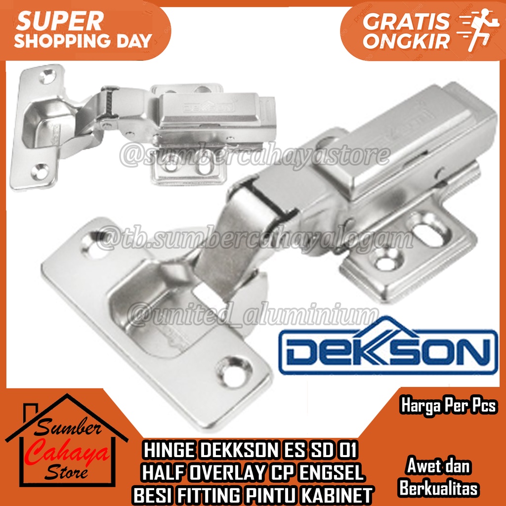 Jual HINGE DEKKSON HYD ES SD 01 HALF OVERLAY CP ENGSEL FURNITURE DEKSON