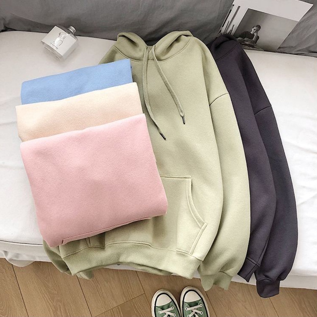 Jual Hoodie Oversize Polos Pastel Color Wanita Dan Pria Bahan Fleece