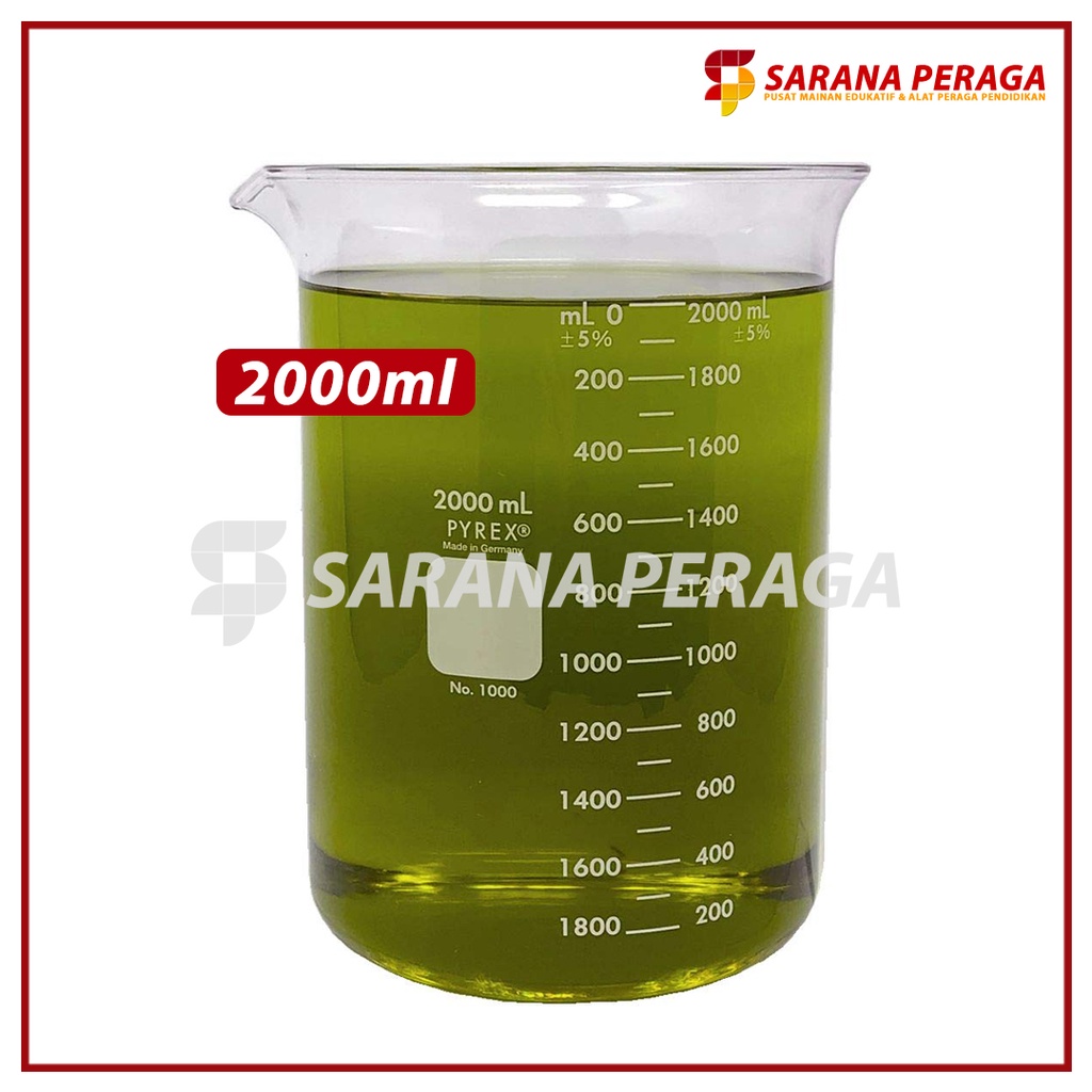 Jual SaranaPeraga Beaker Glass Gelas Kimia 2000 ML Kaca Alat Peraga Laboratorium Kimia