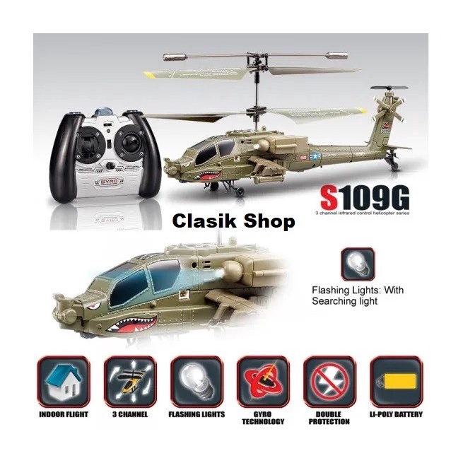 Jual Syma S109G Helikopter Rc 3.5 Beast Rtf Ah-64 | Shopee Indonesia