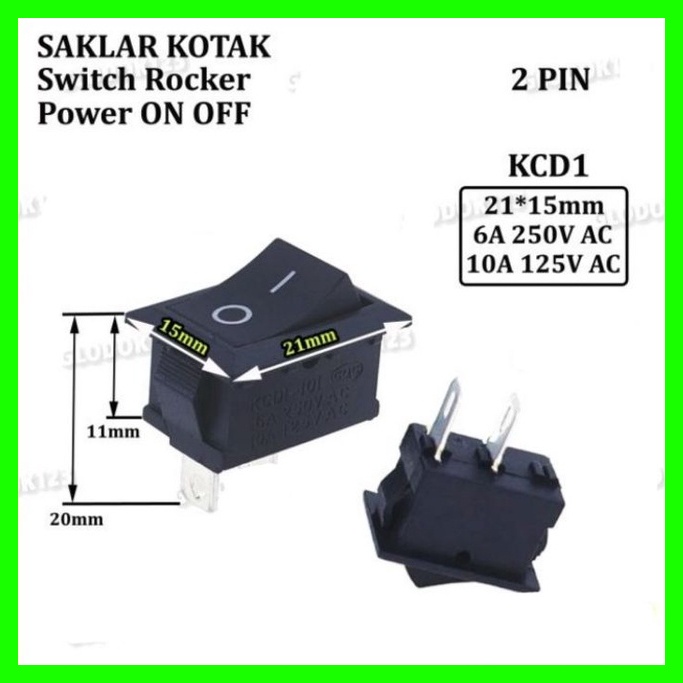 Jual Saklar rocker switch ON-OFF Hitam 2pin - Switch Hitam ON-OFF 2 ...