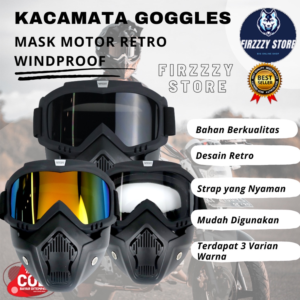Jual Kacamata Goggles Mask Motor Retro Windproof - Black Gold | Shopee ...