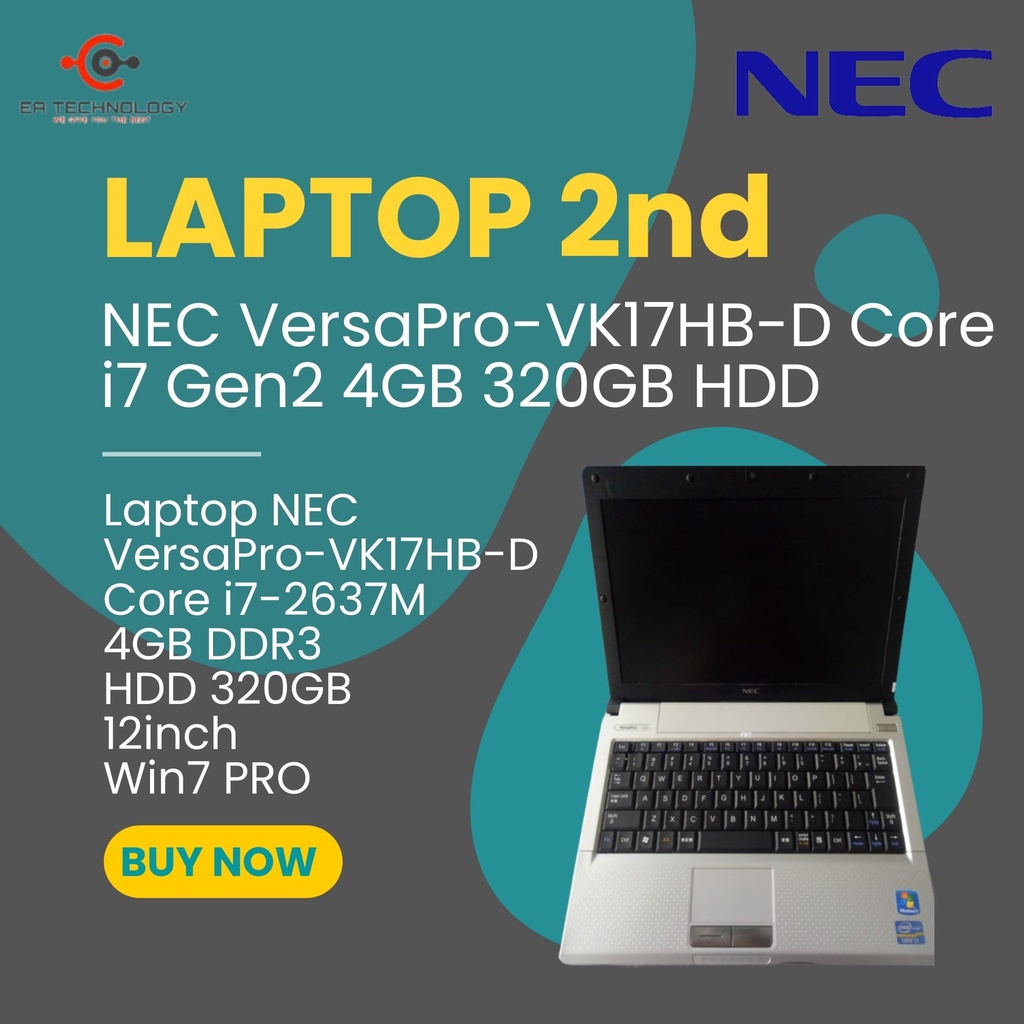 Jual NEC VersaPro-VK17HB-D Core i7-2637M 4GB DDR3 HDD 320GB 12inch Win7 PRO  | Shopee Indonesia