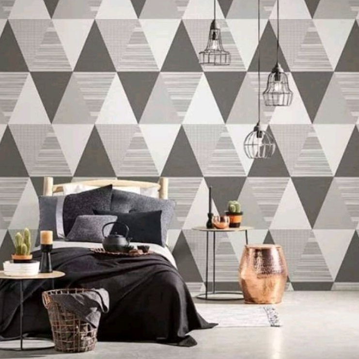 Jual Wallpaper Sticker Dinding Abuabu Segitiga Minimalis Premium