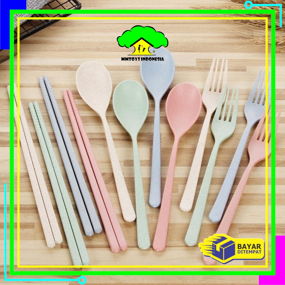 Jual MI-C176 Sendok Garpu Sumpit 3in1 Travel Cutlery Set Alat Makan Set ...