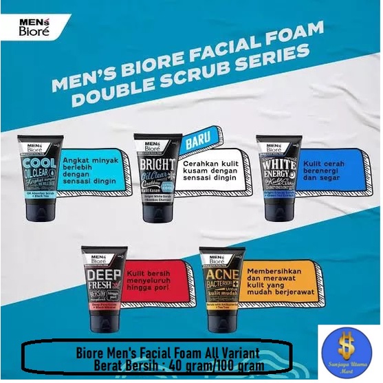 Jual Biore Men Facial Foam 40g/100g All Variant-Sabun Pencuci Muka Pria ...