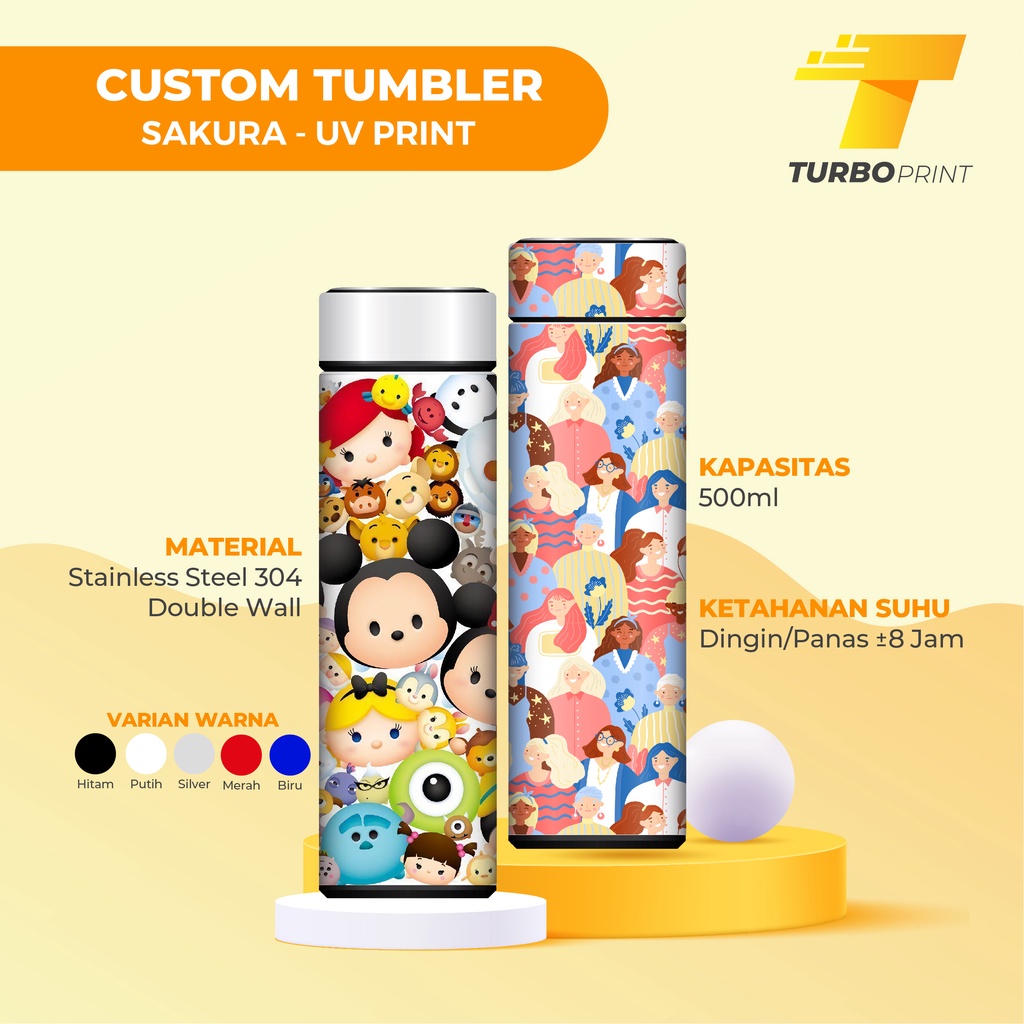 Jual Custom Print Tumbler Termos Sakura 500ml Custom Botol Minum ...