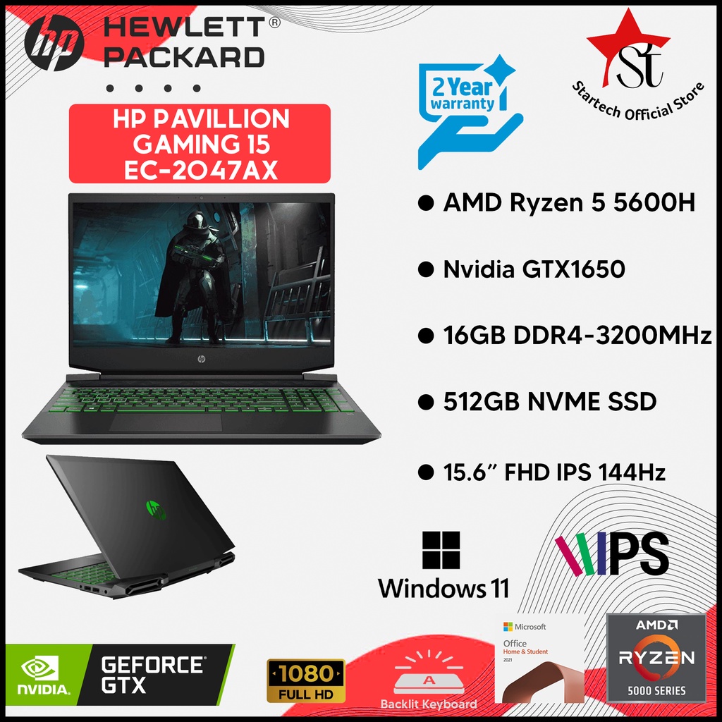 Jual HP Pavilion Gaming 15-EC2047AX RYZEN 5 5600H-16GB-512GB-GTX1650 ...