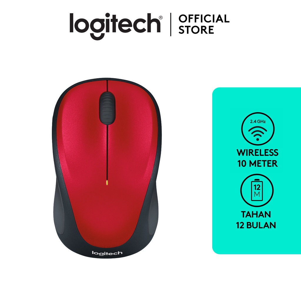 Logitech M235 Mouse Wireless Grip Karet Nyaman - Red
