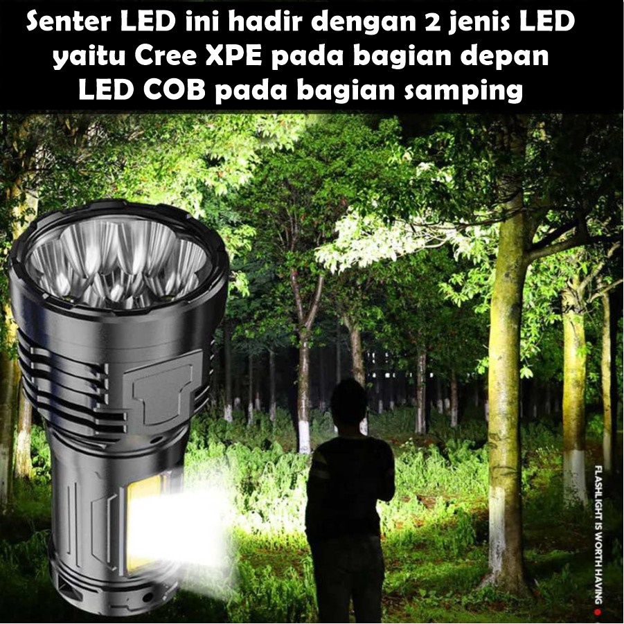 Jual Senter LED Terang Double LED Light Senter Rechargeable Battery ...