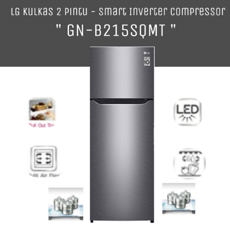 Jual LG GN-B215SQMT Kulkas 2Pintu - Smart Inverter Compressor - 225L ...