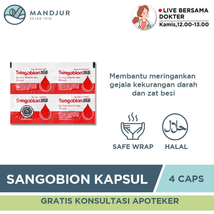 Jual Sangobion Strip 4 Kapsul - Obat Penambah Darah Dan Anemia | Shopee ...