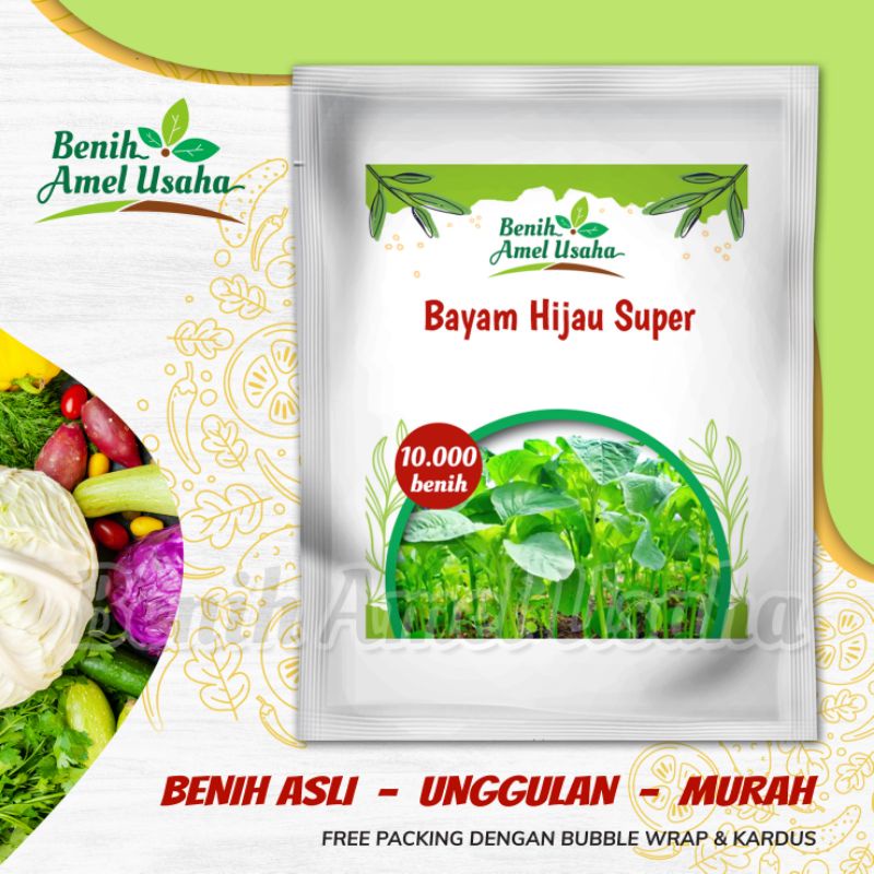 benih sayuran bayam hijau super isi 10.000 benih / bibit benih sayuran terpilih