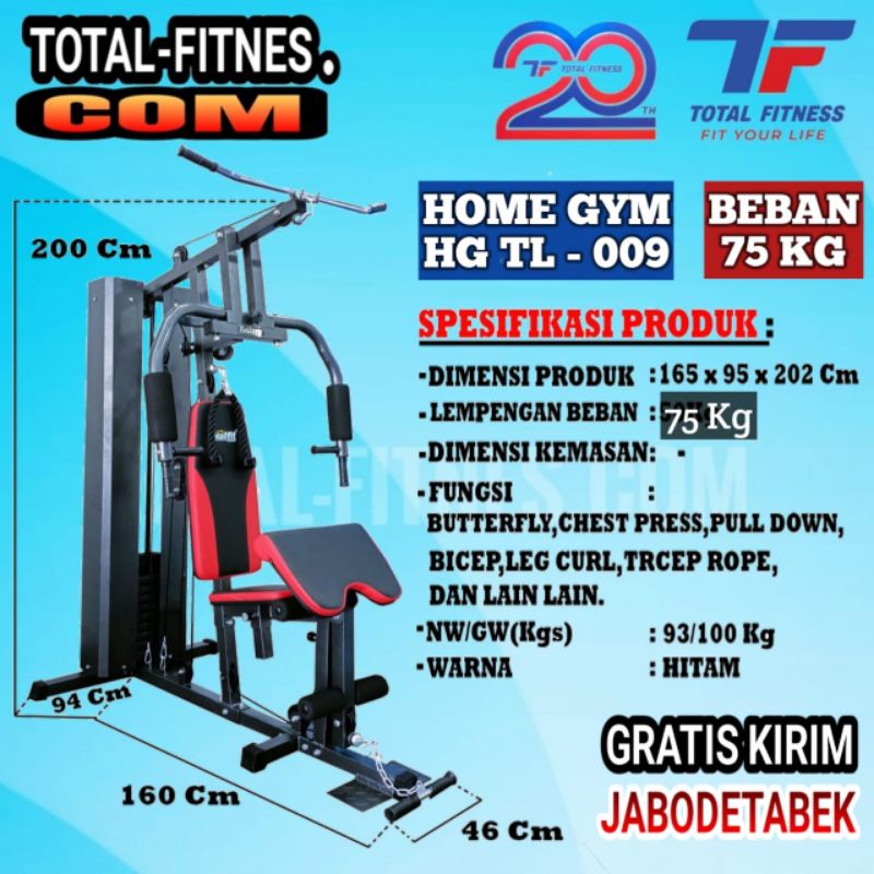 Jual Home Gym 1 Sisi Beban 75 Kg Type Hg Tl 009 Total Fitness Shopee