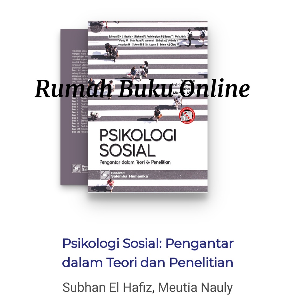 Jual Psikologi Sosial: Pengantar Dalam Teori Dan Penelitian | Shopee ...