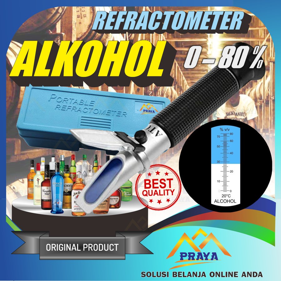 Jual Refractometer Alcohol 080 Alat Tes Ukur Kadar Alkohol