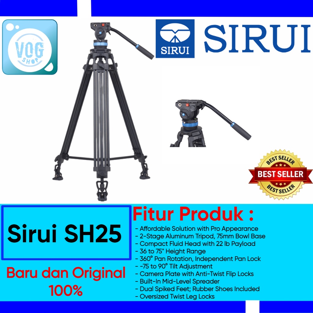 Jual SIRUI SH25 Aluminium Video Tripod Kit | Shopee Indonesia