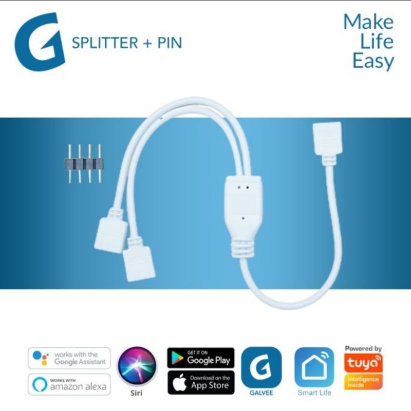 Jual GALVEE LED Strip Cable Splitter 1:2 Connector 4Pin | Shopee Indonesia