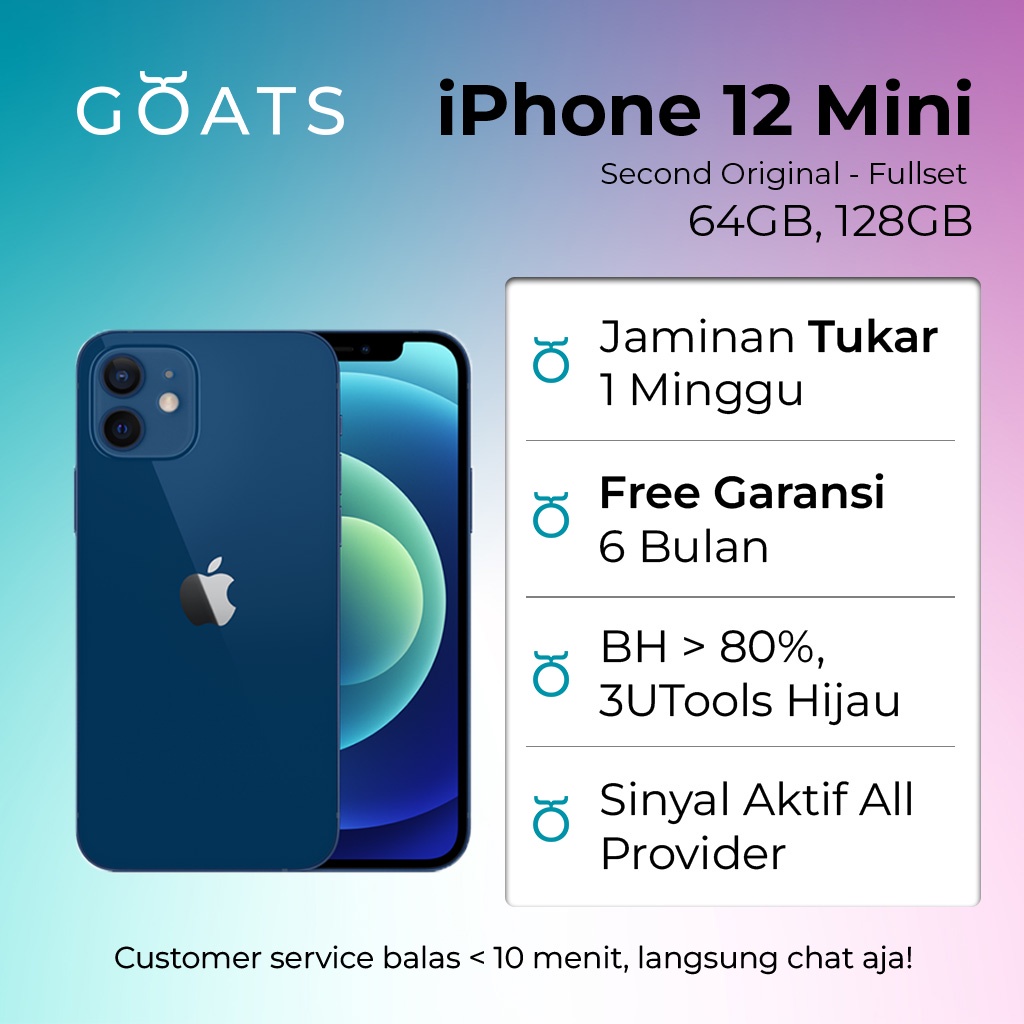 Jual Apple IPhone 12 Mini 128GB 64GB Second Seken Bekas Garansi 6 Bulan ...