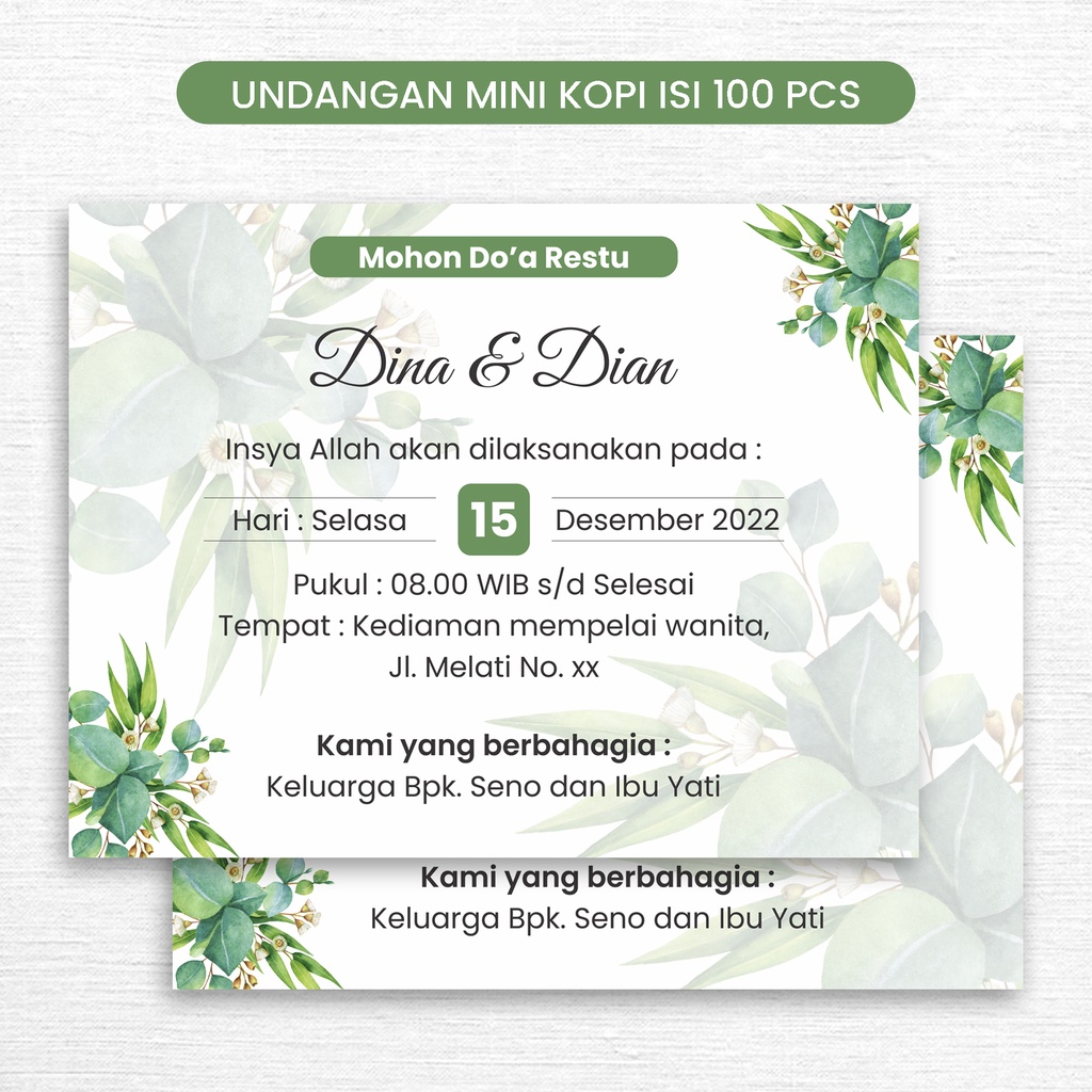 Jual (Isi 100 PCS) Undangan Mini Kopi Pernikahan, Khitan, UM.08 ...