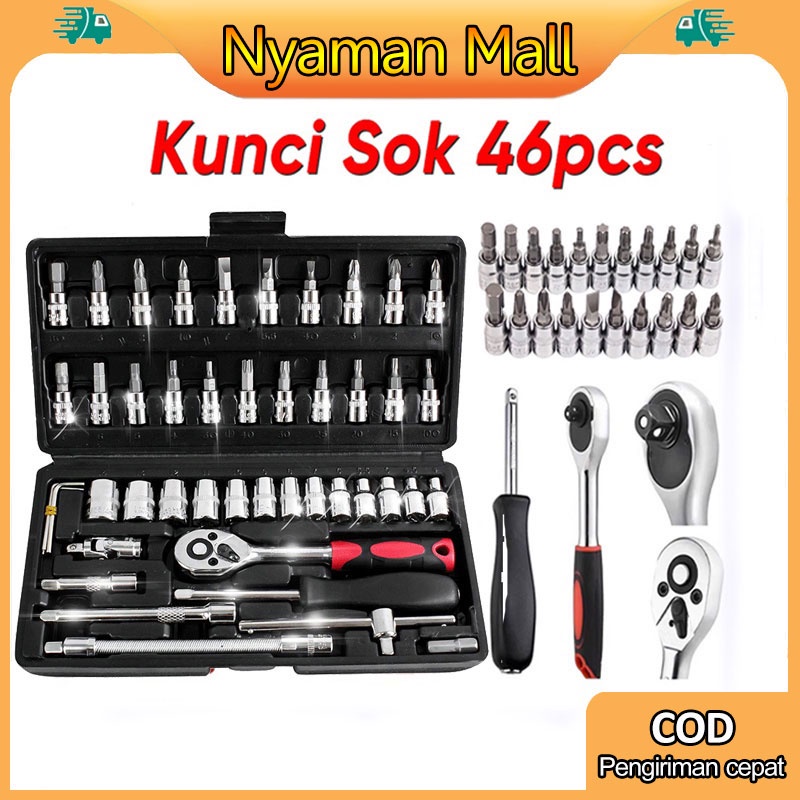 Jual Set Kunci Sok Kunci Shock Pcs Mobil Motor Lengkap Socket Tool Kit Set Pas Ring Motor