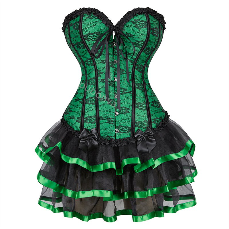 Jual Red Corset Dress Tutu Skrits Set Overbust With Lace Costume Party ...